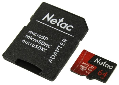Изображение Карта памяти NETAC MicroSDXC Class 10 64 Гб адаптер на SD NT02P500PRO-064G-R