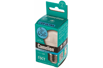 Изображение Лампа светодиодная Camelion LED5-G45/845 Е27 4500K 5 Вт