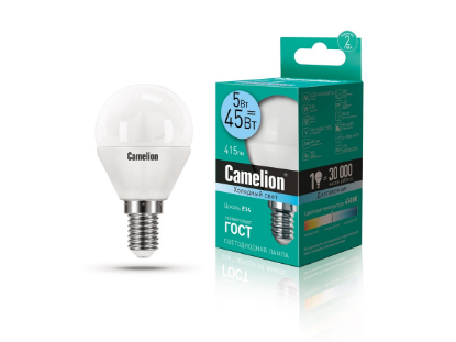 Изображение Лампа светодиодная Camelion LED5-G45/845 Е14 4500K 5 Вт
