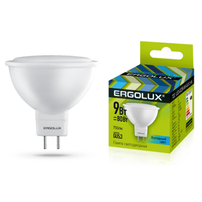 Изображение Лампа светодиодная Ergolux LED-JCDR-9W-GU5.3-4K GU5.3 4500K 9 Вт