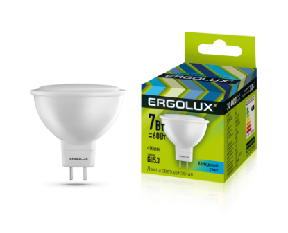 Изображение Лампа светодиодная Ergolux LED-JCDR-7W-GU5.3-4K GU5.3 4500K 7 Вт