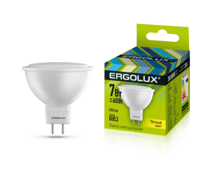 Изображение Лампа светодиодная Ergolux LED-JCDR-7W-GU5.3-3K GU5.3 3000К 7 Вт
