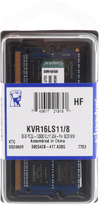 Изображение Оперативная память 8 GB DDR3L Kingston KVR16LS11/8WP (12800 МБ/с, 1600 МГц, CL11)