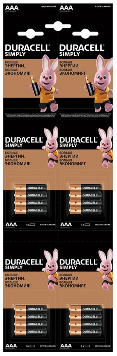 Изображение Батарейка DURACELL LR03-16BL BASIC/SIMPLY (AAA (R03,286,LR03) 1,5 В  щелочная (алкалиновая))