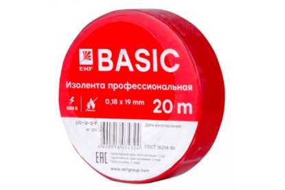 Изображение Изолента EKF plc-iz-a-r 20 м х 19 мм   красный