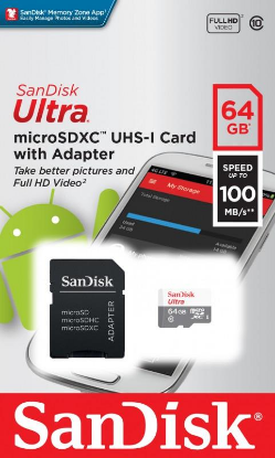 Изображение Карта памяти SanDisk MicroSDXC Class 10 64 Гб адаптер на SD SDSQUNR-064G-GN3MA