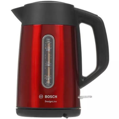 Изображение Электрический чайник Bosch TWK 4P434 (2400 Вт/1,7 л /нержавеющая сталь/красный, черный)