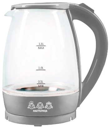 Изображение Электрический чайник Мастерица ЕК-1801G (1850 Вт/1,8 л /стекло, пластик/серый)