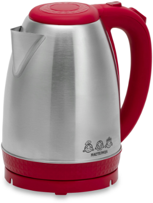 Изображение Электрический чайник Мастерица EK-1801M (1500 Вт/1,8 л /нержавеющая сталь/красный, серебристый)