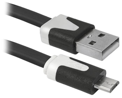 Изображение Кабель соединительный Defender USB08-03P USB 2.0 A Micro USB 2.0 B черный 1 м