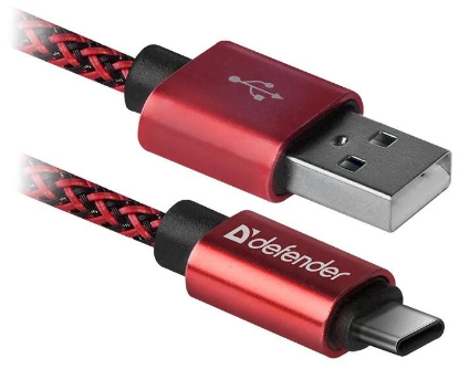 Изображение Кабель соединительный Defender USB09-03T PRO USB 2.0 A USB Type-C красный 1 м