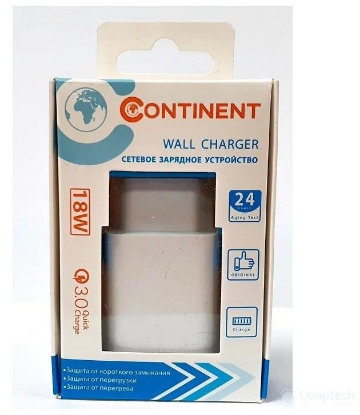 Изображение Сетевое зарядное устройство Continent PN18-201 WT белый