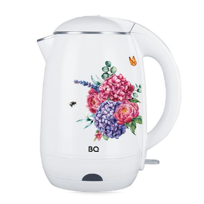 Изображение Электрический чайник BQ KT1702P Flowers (2200 Вт/1,8 л /сталь, пластик/белый, рисунок)