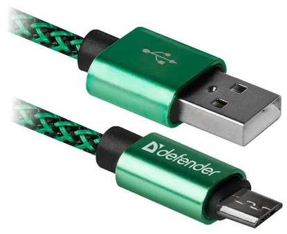 Изображение Кабель соединительный Defender USB08-03T PRO USB 2.0 A Micro USB 2.0 B зеленый 1 м