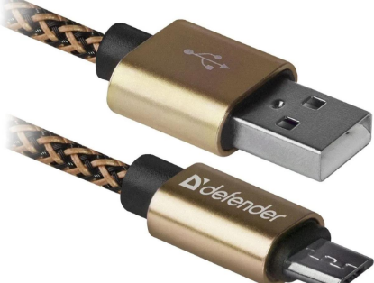 Изображение Кабель соединительный Defender USB08-03T PRO USB 2.0 A Micro USB 2.0 B золотистый 1 м