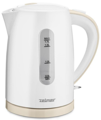 Изображение Электрический чайник Zelmer ZCK7616I (2200 Вт/1,7 л /пластик/бежевый, белый)