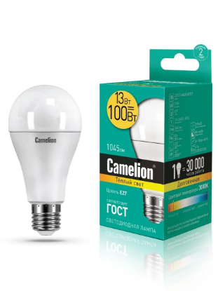 Изображение Лампа светодиодная Camelion LED13-A60/830/E27 Е27 3000К 13 Вт