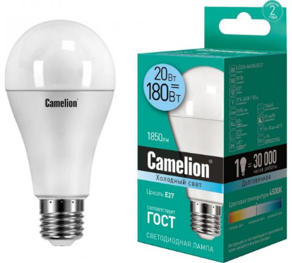 Изображение Лампа светодиодная Camelion LED20-A65/845/E27 Е27 4500K 20 Вт