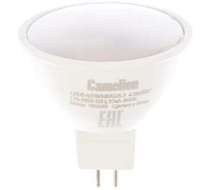 Изображение Лампа светодиодная Camelion LED5-S108/845/GU5.3 GU5.3 4500K 5 Вт