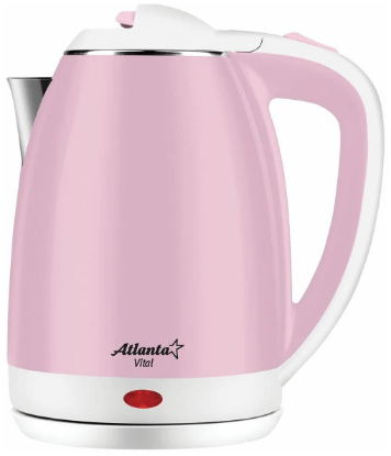Изображение Электрический чайник Atlanta ATH-2437 (1800 Вт/1,8 л /металл, пластик/розовый)