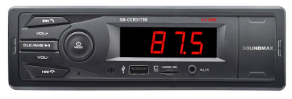 Изображение Автомагнитола SoundMAX SM-CCR3179B, (4x40 Вт, LED дисплей дисплей, черный)