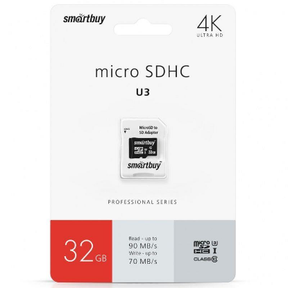 Изображение Карта памяти SmartBuy MicroSDHC Class 10 32 Гб адаптер на SD SB32GBSDCL10U3-01