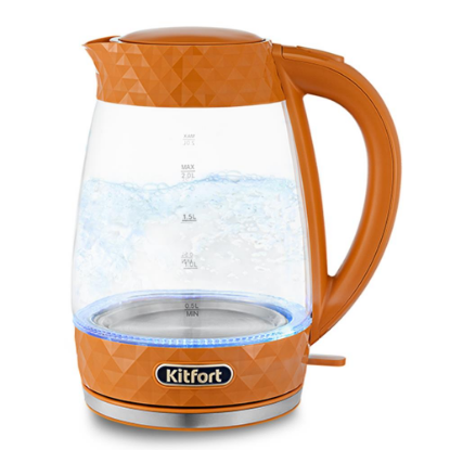 Изображение Электрический чайник Kitfort KT-6123-4 (2200 Вт/2 л /стекло/оранжевый)
