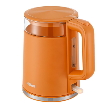 Изображение Электрический чайник Kitfort KT-6124-4 (2200 Вт/1,2 л /стекло, пластик/оранжевый)