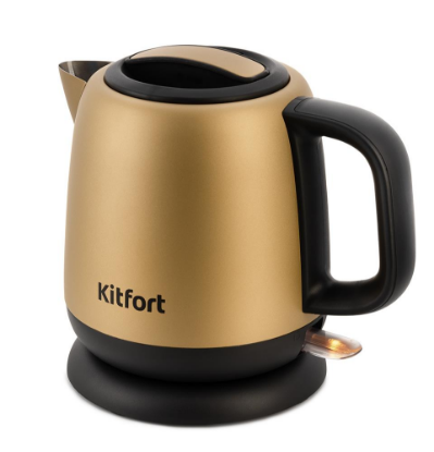 Изображение Электрический чайник Kitfort KT-6111 (1630 Вт/1 л /пластик, нержавеющая сталь/золотистый, черный)