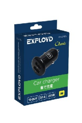 Изображение EXPLOYD EX-Z-576 3.1A 2.1А+1А 2хUSB чёрный Classic