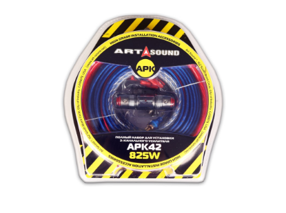 Изображение АВТО-КОМПОНЕНТЫ ART SOUND ACCESSORIES APK42 установочный набор 4 AWG 2-кан усилитель до 825 Ватт CCA