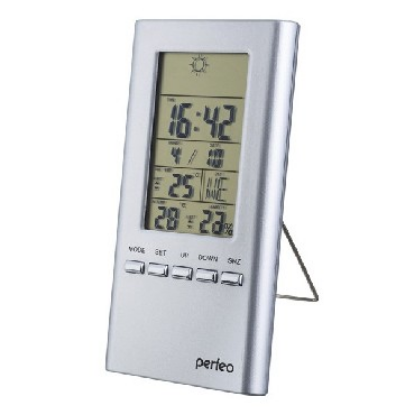 Изображение PERFEO PF-A4603 METEO часы-метеостанция (время/темп./датчик ул. темп./влажность) серебристый