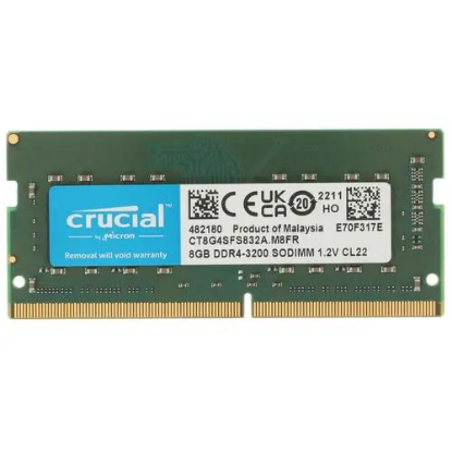 Изображение Оперативная память 8 GB DDR4 Crucial CT8G4SFS832A (25600 МБ/с, 3200 МГц, CL22)