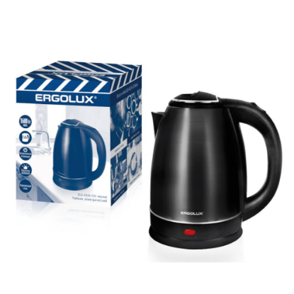 Изображение Электрический чайник Ergolux ELX-KS05-C02 (1600 Вт/1,8 л /нержавеющая сталь/черный)