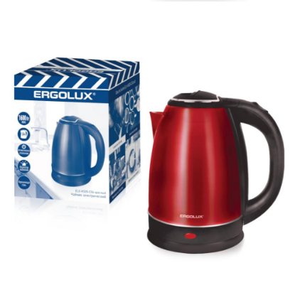 Изображение Электрический чайник Ergolux ELX-KS05-C04 (1600 Вт/1,8 л /нержавеющая сталь/красный)