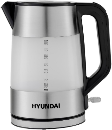 Изображение Электрический чайник Hyundai HYK-P4026 (2200 Вт/2 л /пластик/черный, серебристый)