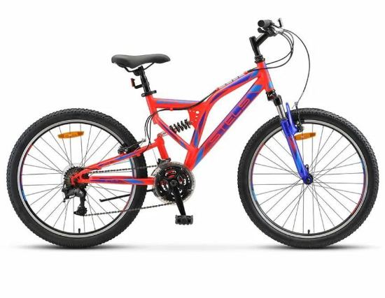 Изображение Велосипед Stels Mustang MD 24 V010 (синий, неоновый-красный/24 "/16.0 ")-2021 года LU095563*LU094555