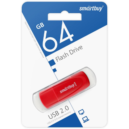 Изображение USB flash SmartBuy Scout,(USB 2.0/64 Гб)-красный (SB064GB2SCR)