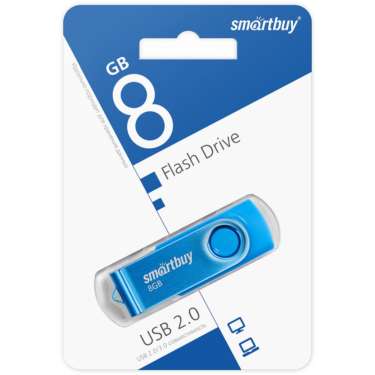 Изображение USB flash SmartBuy Twist,(USB 2.0/8 Гб)-синий (SB008GB2TWB)