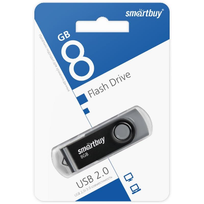 Изображение USB flash SmartBuy Twist,(USB 2.0/8 Гб)-черный (SB008GB2TWK)