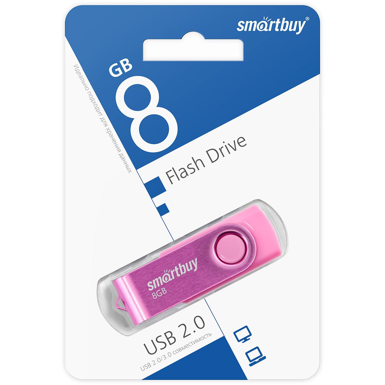 Изображение USB flash SmartBuy Twist,(USB 2.0/8 Гб)-розовый (SB008GB2TWP)