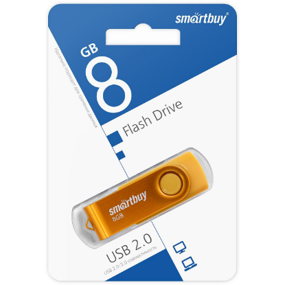 Изображение USB flash SmartBuy Twist,(USB 2.0/8 Гб)-желтый (SB008GB2TWY)