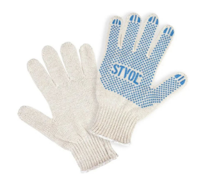 Изображение STVOL SWG02 Перчатки рабочие ХБ с ПВХ покрытием, белые, 64 гр., 230 пл., 7,5 класс 5 пар