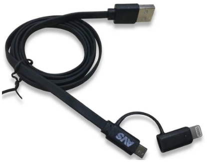 Изображение Кабель соединительный AVS MIP-563 USB 2.0 A microUSB + Lightning черный 1 м