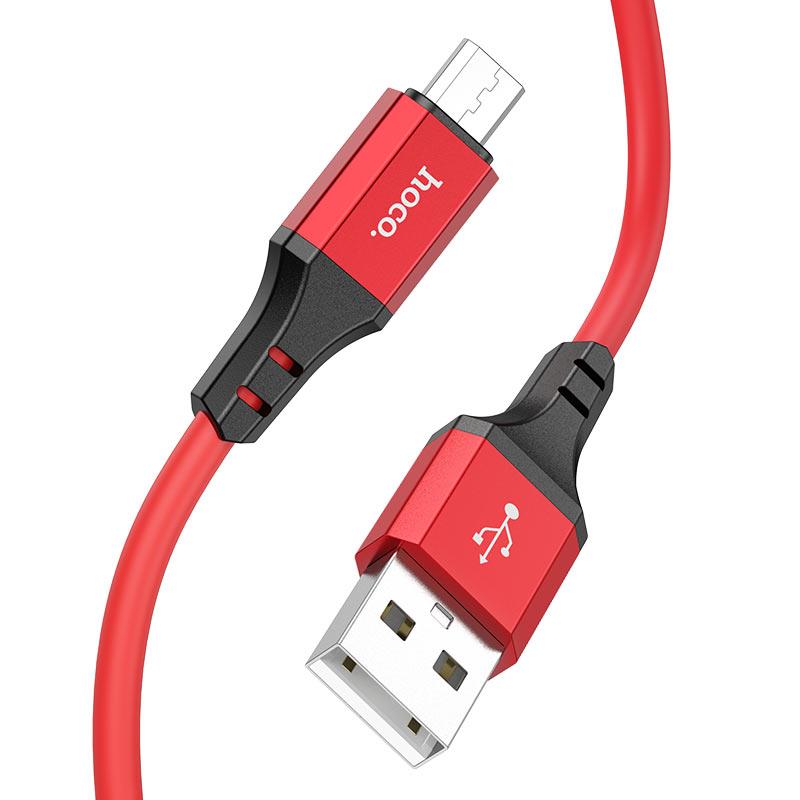 Изображение Кабель соединительный Hoco X86 Spear USB 2.0 A Micro USB 2.0 B красный 1 м