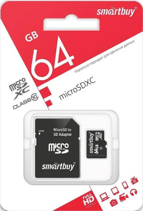 Изображение Карта памяти SmartBuy MicroSDXC Class 10 64 Гб адаптер на SD SB64GBSDCL10-01LE