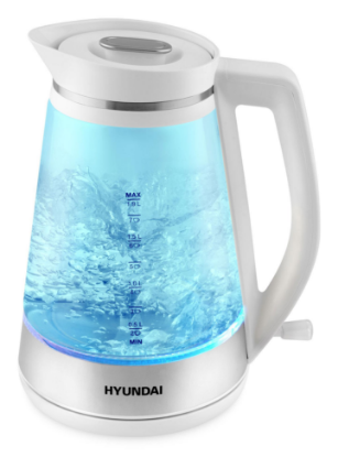 Изображение Электрический чайник Hyundai HYK-G3037 (3000 Вт/1,9 л /стекло, пластик/белый)