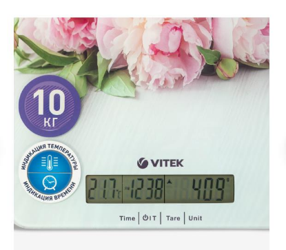 Изображение Весы кухонные VITEK VT-2414 (рисунок, белый)