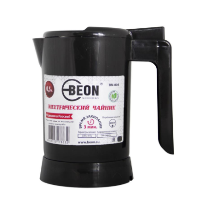 Изображение Электрический чайник Beon BN-004 (800 Вт/0,5 л /пластик/черный)