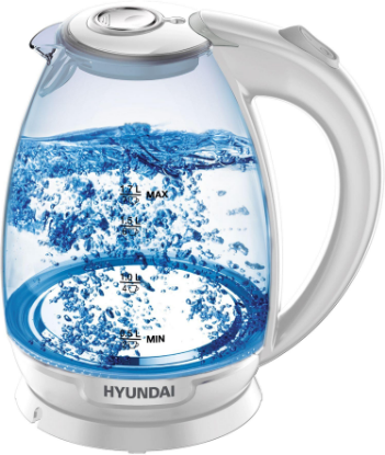 Изображение Электрический чайник Hyundai HYK-G2409 (2200 Вт/1,7 л /стекло, пластик/белый)